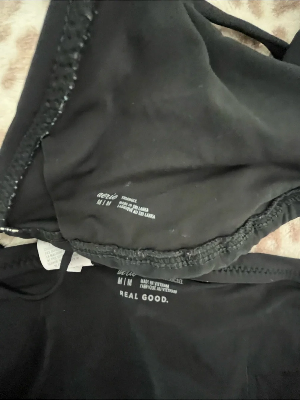 Aerie - Black Tie-Side Triangle Bikini Set